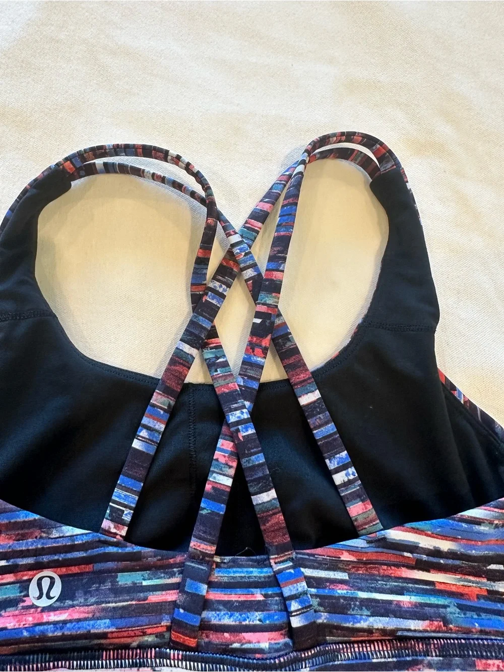 lululemon athletica Striped Multi-Color Sports Bra — Navy, Blue, Pink